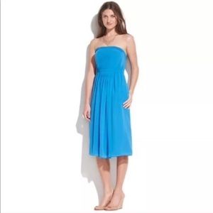 Madewell Light Blue Strapless Silk Dress